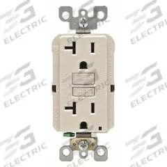 LEVITON GFI Receptacle: Decorator Duplex, 5-20, Light Almond, GFCI, 125V AC, 20 A, 2 Pole / 3 Wire (MPN GFNT2-T)