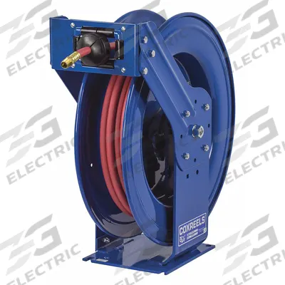 COXREELS Spring Return Hose Reel: 50 ft (1/2 in I.D.), 1/2 in FNPT, 300 psi Max Op Pressure - Truck-Mount Air or Water Spring-Return Hose Reels