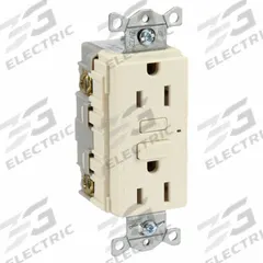 BRYANT GFCI Receptacle: Duplex, 5-15, Light Almond, GFCI, 125V AC, 15 A, 2 Pole / 3 Wire (MPN GF15LA)