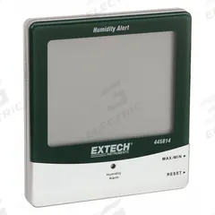 EXTECH Digital Hygrometer: 10%to 99% Humidity Range, Humidity, Built-In (MPN 445814). Key specifications — Primary Scale: Humidity; Secondary Scale: Dew Point/Temperature; Display Type: Digital; Brand: EXTECH.