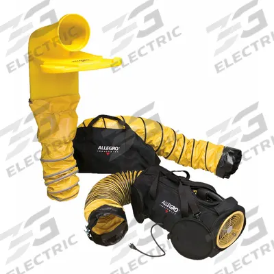 ALLEGRO Confined Space Blower: 115 V AC, 8 in Duct Dia, 1/4 hp Horsepower, Black/Yellow - Axial Blower & Ducting Combination Units