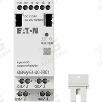 EATON Input/Output Module: Modbus TCP/IP, (4) Relay Out (MPN EASY-E4-UC-8RE1). Key specifications — attr205796: EASY-E4-UC-8RE1; attr1072740: 20.4 to 26.4V AC; attr1072741: Input/Output Module; attr1072725: Easy E4; attr1083542: (4) Relay.