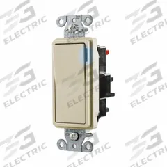 HUBBELL Wall Switch: Rocker Switch, 3-Way, Maintained, Ivory, 120/277V AC, 20 A (MPN DS320STILI). Key specifications — Illuminated: Yes; Voltage Rating: 120/277V AC.