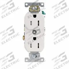 LEVITON Tamper-Resistant Duplex Receptacle: Duplex, 5-15, 125V AC, 15 A, 2 Pole / 3 Wire (MPN TBR15-WCP)