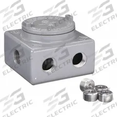 HUBBELL KILLARK Outlet Body: Outlet Body with Cover, 4 in x 4 in x 4 in, Screws, Solid Cover (MPN GRSS-1M). Key specifications — Brand: HUBBELL KILLARK; Closure Method: Screws.