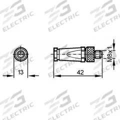 IFM M8 Circular Connector: A Coded, 3 Pin, M8 Male Thread with Straight Connection, IP67, Solder (MPN L33600). Key specifications — Brand: IFM; IP Rating: IP67; Housing Material: Brass; Housing Finish: Nickel-Plated; Connector Body Type: Pin; Coding: A; Voltage Rating: 75V DC; Wiring Type: Solder.