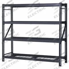EDSAL Bulk Storage Rack: Starter, Medium-Duty, 77 in x 24 in x 78 in, Steel Wire, 4 Shelves (MPN ER7824W4). Key specifications — attr54696: Powder Coated; attr54697: Wire; attr34632: Steel; attr38838: Steel; attr34624: EDSAL; attr54762: Steel Wire.