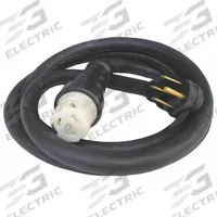 GENERAC Generator Power Cord: Transfer Switch Cord, 10 ft Cord Lg, 125/250V AC, 50 A Current Rating (MPN 6330). Key specifications — Rated Voltage: 125/250V AC; Use with Inlet Box: 63654; Use with Transfer Switch: 501210; Wire Size: 6 AWG; Brand: GENERAC.
