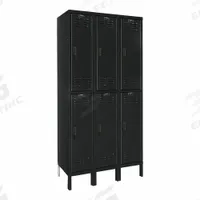 HALLOWELL Locker: 12 in x 12 in x 78 in, Louvered, 2 Tiers, 3 Units Wide, 8-Digit Code/Key, Black (MPN UEL3228-2ME). Key specifications — Brand: HALLOWELL; Locker Color: Black; Lock Type: 8-Digit Code/Key; Door Type: Louvered; Locker Material: Steel; Assembled: Unassembled; Number Plate Included: Yes.