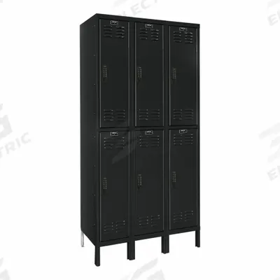 HALLOWELL Locker: 12 in x 12 in x 78 in, Louvered, 2 Tiers, 3 Units Wide, 8-Digit Code/Key - Louvered Metal Wardrobe Lockers