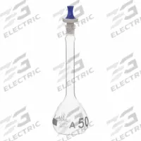 QORPAK Volumetric Flasks: 50 mL, Gray, Round, A, Includes Closure, 9 Compatible with Stopper Size (MPN 278391). Key specifications — Shape: Round; Body Color: Gray; Brand: QORPAK; Compatible with Stopper Size: 9; USP Specification: Type I.