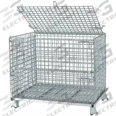 NASHVILLE WIRE Collapsible Bulk Container: 17.2 cu ft, 40 in x 32 in x 34 1/2 in, Lid Included (MPN C324028S4L). Key specifications — Brand: NASHVILLE WIRE; Stackable: Stacking Capable; Shape: Rectangular; Runner Location: None; Fork Entry: 4-Way Entry; Container Wall Type: Vented; Mobility: Stationary; Collapsible: Collapsible.
