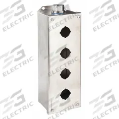 SCHNEIDER ELECTRIC Push Button Enclosure: 30mm, 4 Holes, 304 Stainless Steel, NEMA 1/12/3/4/4X (MPN 9001KYSS4). Key specifications — attr211299: SCHNEIDER; attr1043605: Indoor Dust & Water Droplets.