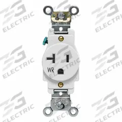 LEVITON Plugs and Receptacles: Single, 5-20, White, 125V AC, 20 A, 2 Pole / 3 Wire (MPN W5361-W)