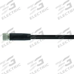 Cordset: M8 Female Straight X Bare Wire, 4 Pins, Black, PVC, 5 m Cable Lg, 24 AWG Wire Size (MPN 7000-08061-6110500). Key specifications — Cable Jacket Color: Black; End 1 Mounting Orientation: Straight; End 1 Gender: Female; End 1 Connection Type: M8; Cable Jacket Material: PVC; Brand: MURRELEKTRONIK; IP Rating: IP65; End 2 Connection Type: Bare Wire.