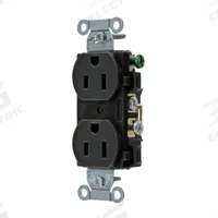 BRYANT Receptacle: Duplex, 5-15, Black, 125V AC, 15 A, 2 Pole / 3 Wire (MPN CRS15BLK)