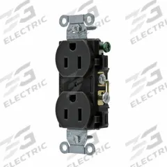 BRYANT Receptacle: Duplex, 5-15, Black, 125V AC, 15 A, 2 Pole / 3 Wire (MPN CRS15BLK)