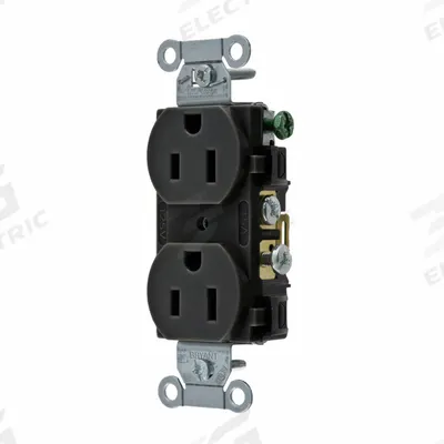 BRYANT Receptacle: Duplex, 5-15, Black, 125V AC, 15 A, 2 Pole / 3 Wire (MPN CRS15BLK) - General Purpose Receptacles