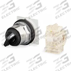 SCHNEIDER ELECTRIC Selector Switch: 30 mm Panel Mounting Size, 3 Positions, Short Lever, 1NO/1NC (MPN 9001KS44B 9001KA1). Key specifications — AC Contact Rating: 3 A @ 240 V; Action: Maintained/Maintained/Maintained; Cam: D; DC Contact Rating: 0.55 A @ 125 V; Hazardous Location Specification: Not Rated; Operator Head Material: Metal; Operator Head Type: Short-Handled Knob; Operator Illumination: Non-Illuminated.