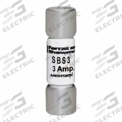 MERSEN Fuse: SBS Series, Midget, Fast-Acting, 3 A, 600 V AC, 13/32 in x 1 3/8 in, Non-Indicating (MPN SBS3). Key specifications — attr1287209: SBS; attr211192: MERSEN.