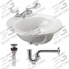 ZURN Bathroom Sink: White, Vitreous China, 19 1/4 in Overall Lg, 15 in Overall Wd, 5 Faucet Holes (MPN Z5124.464.1.07.00.0). Key specifications — Includes: Trap; Brand: ZURN; Color: White; Sink Material: Vitreous China.