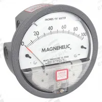 DWYER Differential Pressure Gauge: Back/Single-Side, 1/8 in NPT Female, 2000, 4 in Dial, IP67, IP67 (MPN 2100). Key specifications — Sensor Type: Diaphragm; Series: 2000; Housing Material: Die Cast Aluminum; Certificate of Calibration: Not Included.