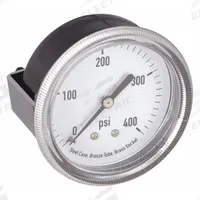 APPROVED VENDOR Panel-Mount Pressure Gauge: U-Clamp, 0 psi to 400 psi, 2 1/2 in Dial, Center Back (MPN 4CFA3). Key specifications — Accuracy: ±3-2-3%; Brand: APPROVED VENDOR; Vibration Resistance Properties: None; Gauge Wetted Parts: Brass / Bronze.