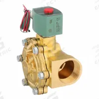 REDHAT Solenoid Valve: 2-Way, Normally Closed, 1 1/2 in Pipe Size, 12V DC, Watertight, High Flow (MPN 8210G022LF 12/DC). Key specifications — Pipe Size: 1-1/2 in; Voltage: 12V DC; Brand: REDHAT; Coil Enclosure: Watertight.