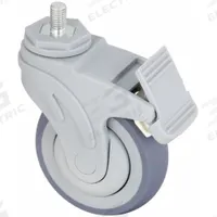 APPROVED VENDOR Stem Caster: Swivel, 4 in Wheel Dia., Inch, 1 1/4 in Wheel Wd, Rubber (MPN P17S-RP040K-ST85-TB). Key specifications — attr1111390: APPROVED VENDOR; attr1111403: Ball; attr1111394: M12x1.75; attr1111436: Gray; attr1176848: Swivel with Total Lock.