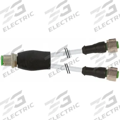 MURRELEKTRONIK Cordset: M12 Male Straight X (2) M12 Female Straight, 4 Pins, Gray, PUR - M12 to M12 Y-Distributor Cordsets with PUR Jacket for Twisting Applications