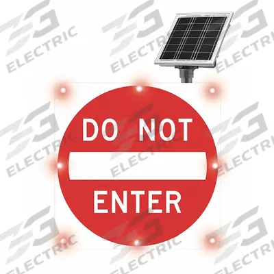 LED Traffic Sign: 30 in x 30 in Nominal Sign Size (W x H), Aluminum, 0.08 in Thick - Flashing LED Do Not Enter Signs
