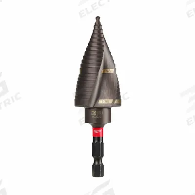 MILWAUKEE Step Drill Bit: 7/8" to 1-1/8", TiAlN-Coated HSS, Impact Rated - Impact-Rated High-Speed Steel Step Drill Bits