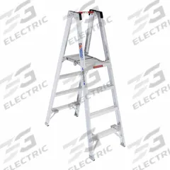 WERNER Twin Platform Stepladder: 4 ft Ladder Size, Aluminum, 300 lb Load Capacity, 27 lb Wt (MPN PT374). Key specifications — attr1049013: WERNER; attr1049017: Guard Rail.