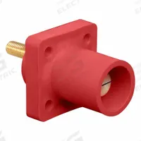 Single Pole Receptacle: Red, Straight Taper Nose Mating, Threaded Stud Termination, 600V AC/600V DC (MPN 16R23-1UR). Key specifications — Series: 16; Receptacle Gender: Male; Brand: LEVITON.