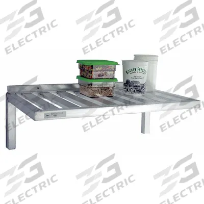 NEW AGE INDUSTRIAL T-Bar Wall Shelf: 48 in x 20 in x 13 in, 48 in x 20 in - Aluminum T-Bar Vented Wall-Mount Shelving