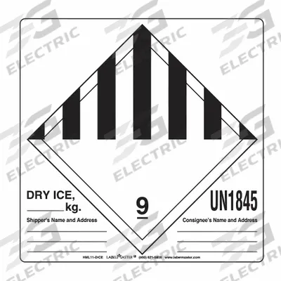 LABELMASTER Container Label: Dry Ice, 6 in x 6 in, 6 in Label Ht, 6 in Label Wd, Paper - Class 9: Miscellaneous Hazardous Materials
