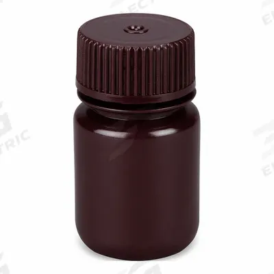 GLOBE SCIENTIFIC Dispensing Bottle: HDPE, 30 mL, 1 fl oz, Closure Included, Amber, 28 mm - HDPE Wide Mouth Round Lab Bottles