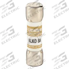 LITTELFUSE Fuse: KLKD Series, Midget, Fast-Acting, 8 A, 600 V AC, 600 V DC, 13/32 in x 1 1/2 in (MPN KLKD008). Key specifications — attr1287209: KLKD; attr211192: LITTELFUSE.