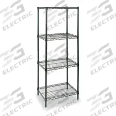 APPROVED VENDOR Wire Shelving Unit: Starter, 24 in x 24 in, 74 in Overall Ht, 4 Shelves, Dry/Wet (MPN 2KPN5). Key specifications — Recommended Environments: Wet; Color: Black; Finish: Powder Coated; Material: Steel; Brand: APPROVED VENDOR.