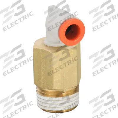 SMC Push-Fit Elbow Fitting: 1/4 in OD x 3/8 in Pipe Size, Push-to-Connect x MNPT - Polybutylene & Brass Tube Fittings