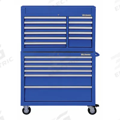 WESTWARD Tool Chest and Cabinet Combination: 17 Drawers, Heavy Duty, Keyed - Heavy-Duty Top Chest & Rolling Cabinet Combos