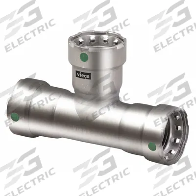 VIEGA MEGAPRESS Crimp Tee Fitting: 2 in Pipe x 2 in Pipe x 2 in Pipe Size - Potable Water Stainless Steel Press Fittings