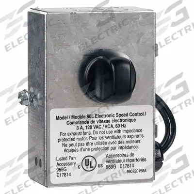 BROAN Speed Control: Dial, 120V AC, Silver Plate, 3 A - Dial Fan Speed Controls