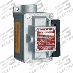 APPLETON ELECTRIC Tumbler Switch: 1 Gang, 2-Pole, 20 A, 277 V AC, Dead-End Hub, 1 in Hub Size (MPN EDS110F2). Key specifications — Brand: APPLETON ELECTRIC.