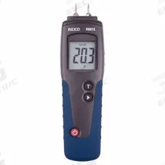REED INSTRUMENTS Moisture Meter: Digital, LCD, Pin, ± 1% Moisture Content Accuracy, Wood (MPN R6015). Key specifications — attr999354: Digital; attr1009284: Extended Pin; attr1009272: Auto Calibration; attr999347: Wood; attr999350: LCD; attr999383: ± 1%; attr999345: REED INSTRUMENTS.