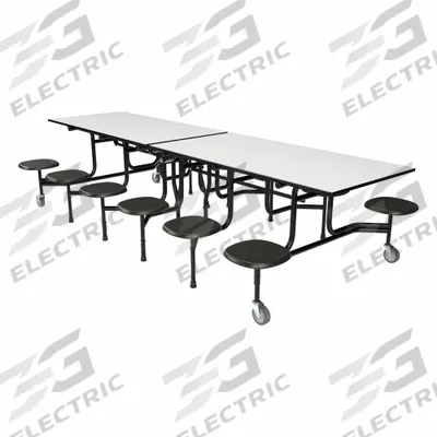 PALMER HAMILTON Cafeteria Table: Gray Glace, Stool Seat, 29 in Overall Ht, 59 in Overall Lg - Bi-Fold Cafeteria Tables
