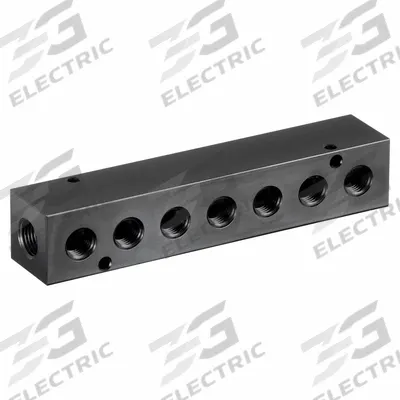 PNEUMADYNE Pipe Manifold Fitting: Inline, NPT x NPT, Rectangle, Aluminum, 3/8 in NPT - Air & Fluid Block Manifolds
