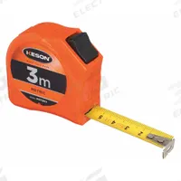 KESON Tape Measure: Nonmagnetic Single Hook Tip, 3 m, Plastic, High-Visibility Orange (MPN PGT3MV). Key specifications — attr935324: KESON; attr942259: High-Visibility Orange; attr935326: Finger Brake; attr935328: 1 mm; attr935329: Meters; attr935337: Metric; attr936607: Manual Lock; attr985315: 5 m or less.
