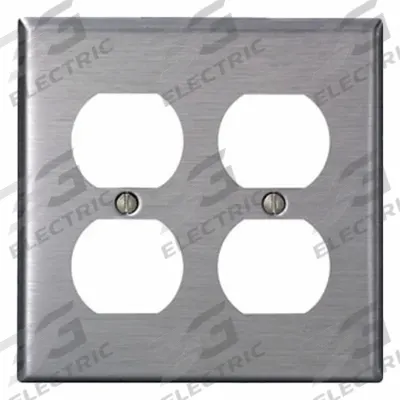 LEVITON Wall Plate: Duplex Outlet, 2 Gang, Silver - General Purpose Wall Plates