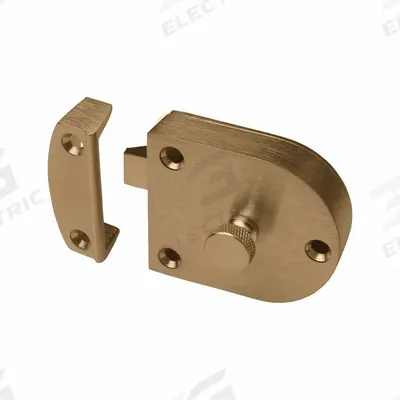 ROCKWOOD Gate Latch: Gate Latch, Concealed Button, 5/8 in Bolt Head Dia, Cast Brass - Gate Latches